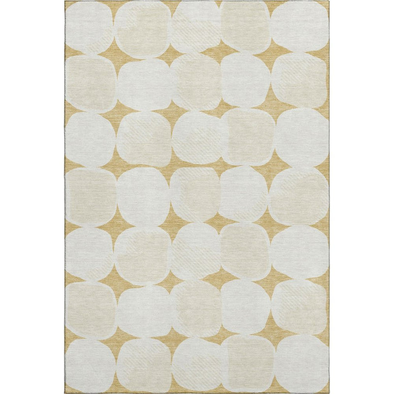 9' X 12' Gold And Ivory Abstract Geometric Washable Area Rug With UV Protection
