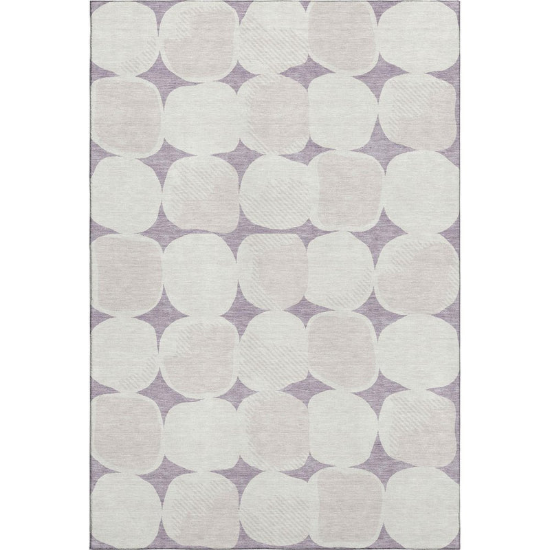 9' X 12' Lavender And Ivory Abstract Geometric Washable Area Rug With UV Protection