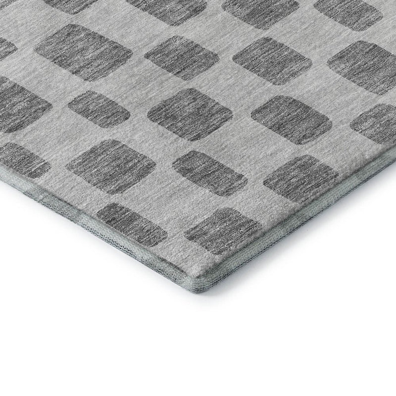 8' X 10' Gray And Ivory Geometric Washable Area Rug With UV Protection