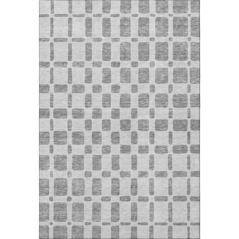 8' X 10' Gray And Ivory Geometric Washable Area Rug With UV Protection