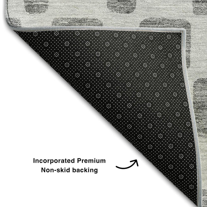 9' X 12' Gray And Ivory Geometric Washable Area Rug With UV Protection