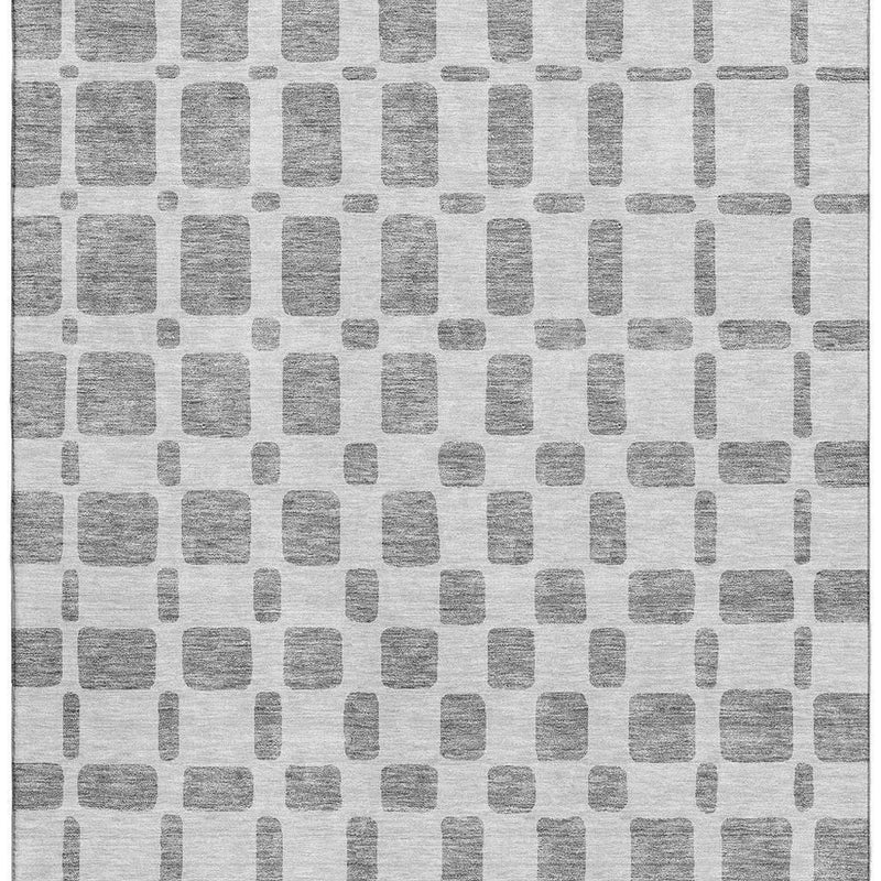 9' X 12' Gray And Ivory Geometric Washable Area Rug With UV Protection