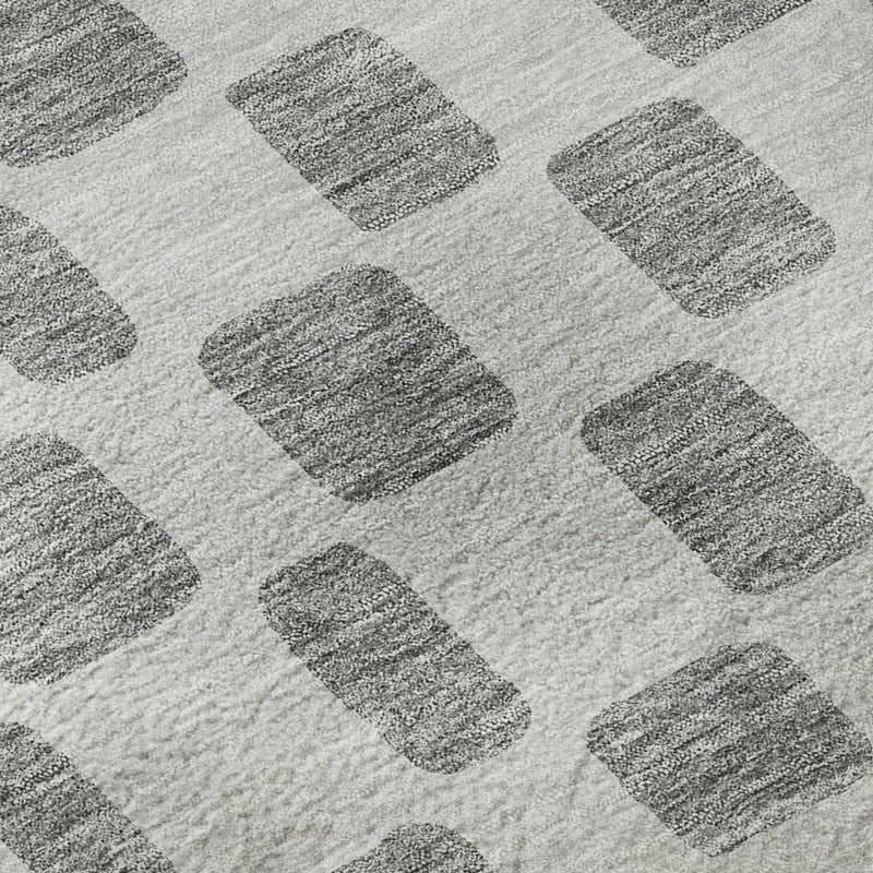 10' X 14' Gray And Ivory Geometric Washable Area Rug With UV Protection