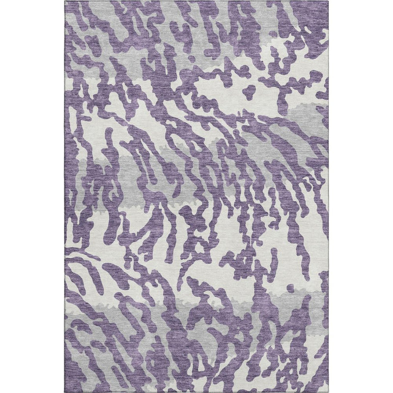 8' X 10' Purple And Ivory Animal Print Washable Area Rug With UV Protection