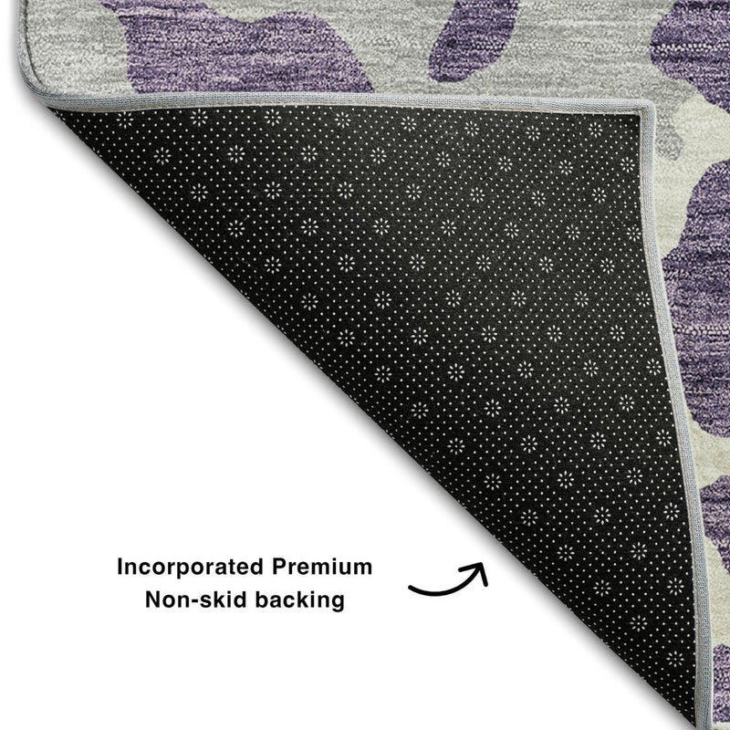 8' X 10' Purple And Ivory Animal Print Washable Area Rug With UV Protection