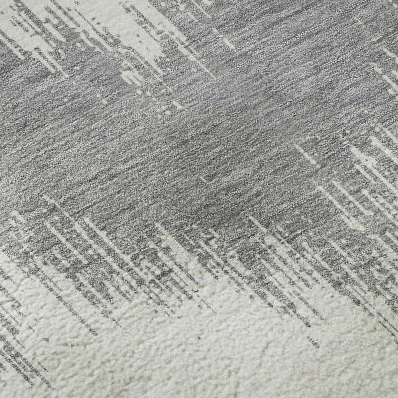 9' X 12' Gray And Ivory Chevron Washable Area Rug With UV Protection