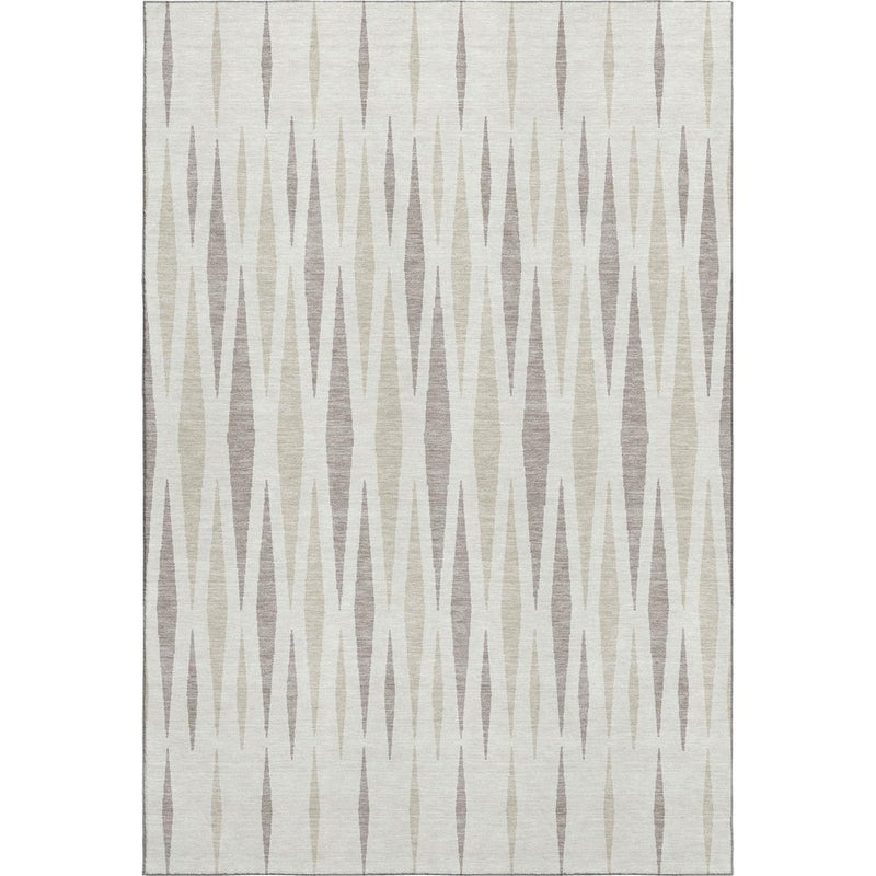 9' X 12' Ivory And Beige Geometric Washable Area Rug With UV Protection