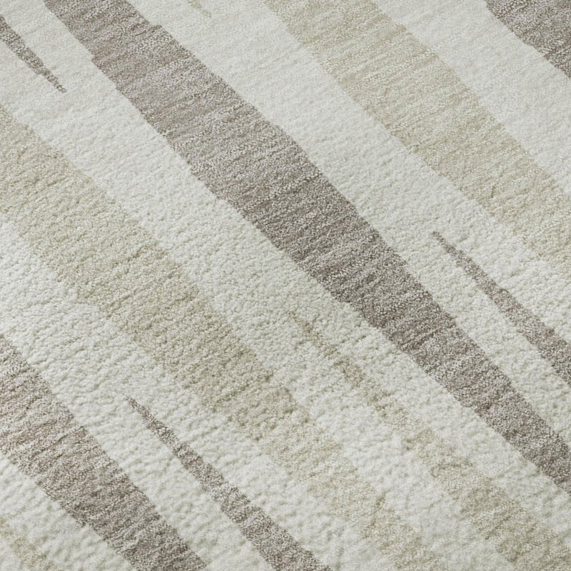 9' X 12' Ivory And Beige Geometric Washable Area Rug With UV Protection