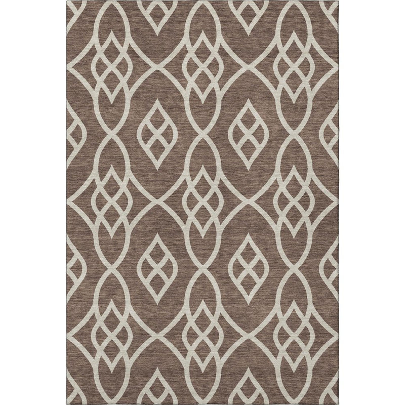 8' X 10' Chocolate And Beige Trellis Washable Area Rug With UV Protection