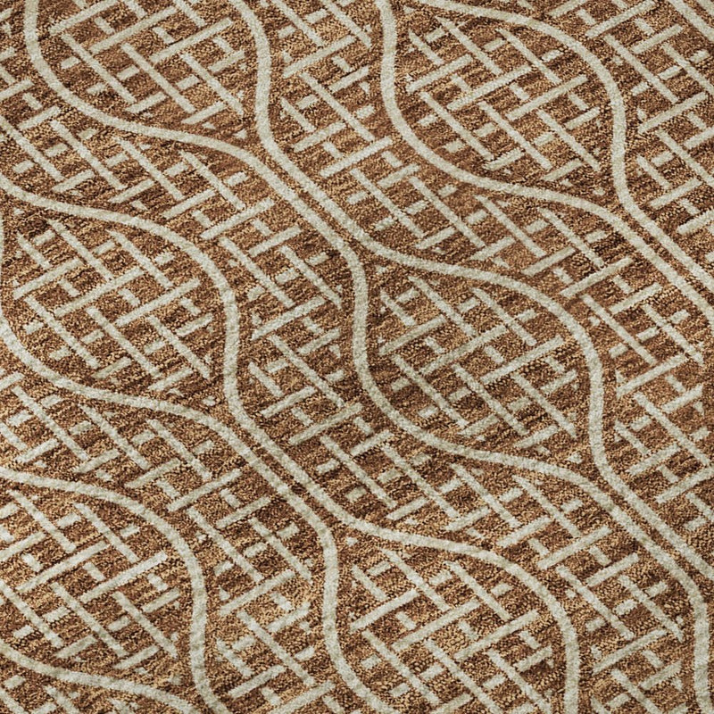 9' X 12' Rust And Ivory Geometric Washable Area Rug With UV Protection