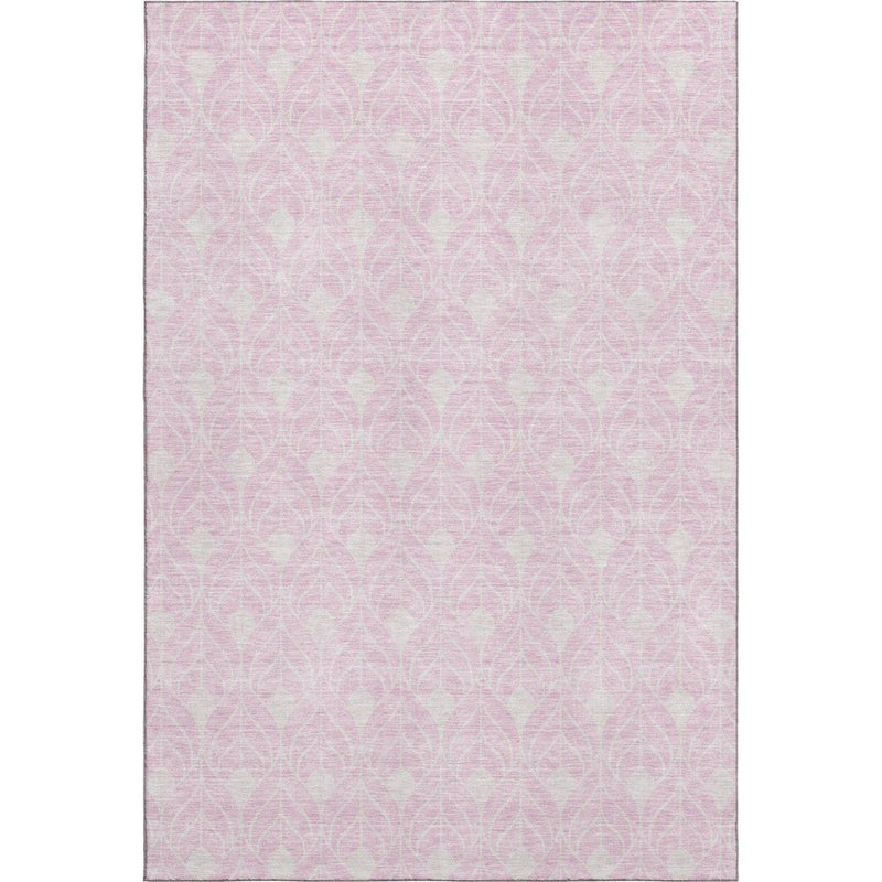 8' X 10' Pink And Ivory Geometric Washable Area Rug With UV Protection