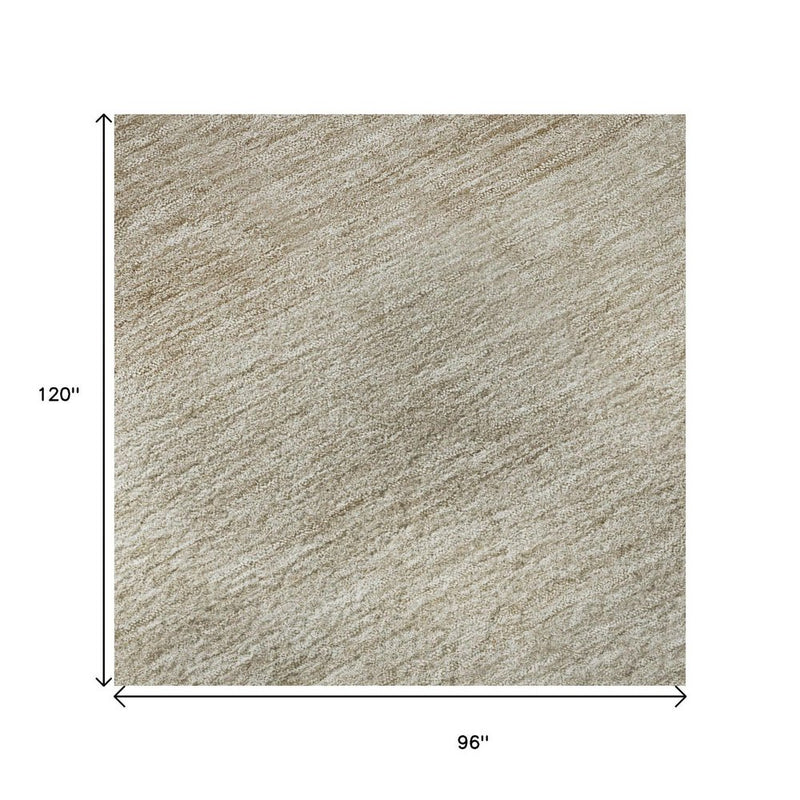 8' X 10' Beige And Ivory Ombre Washable Area Rug With UV Protection