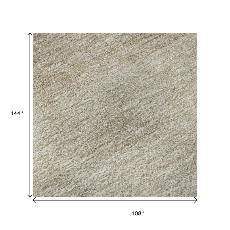 9' X 12' Beige And Ivory Ombre Washable Area Rug With UV Protection