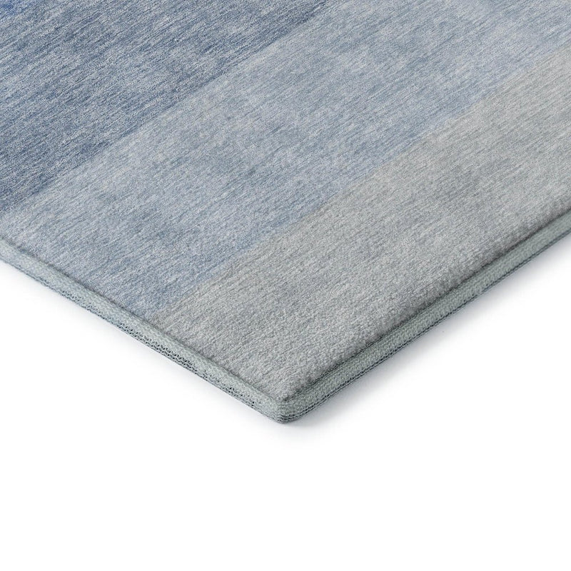 5' X 8' Blue And Ivory Ombre Washable Area Rug With UV Protection