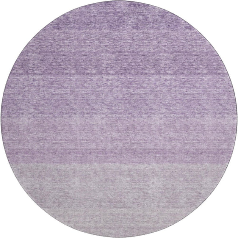 8' Purple And Ivory Ombre Washable Round Rug With UV Protection