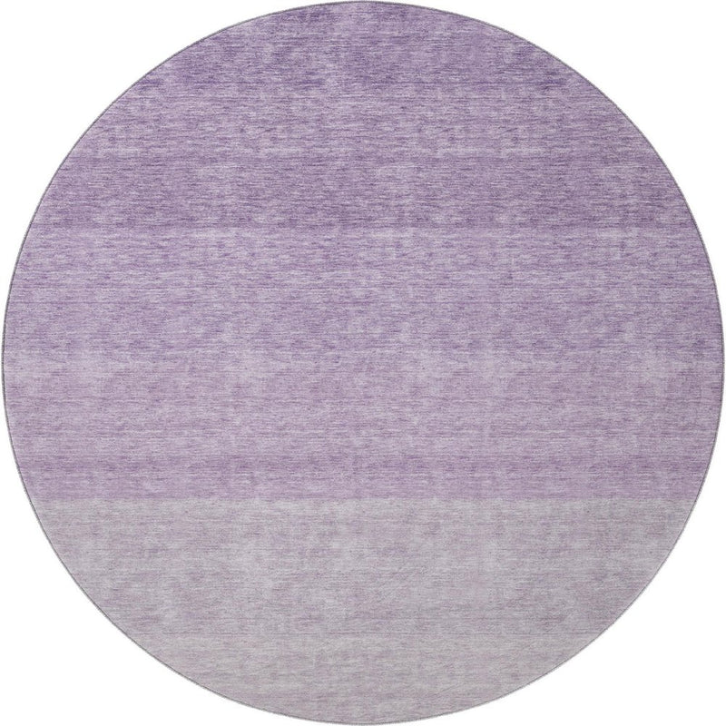 8' Purple And Ivory Ombre Washable Round Rug With UV Protection