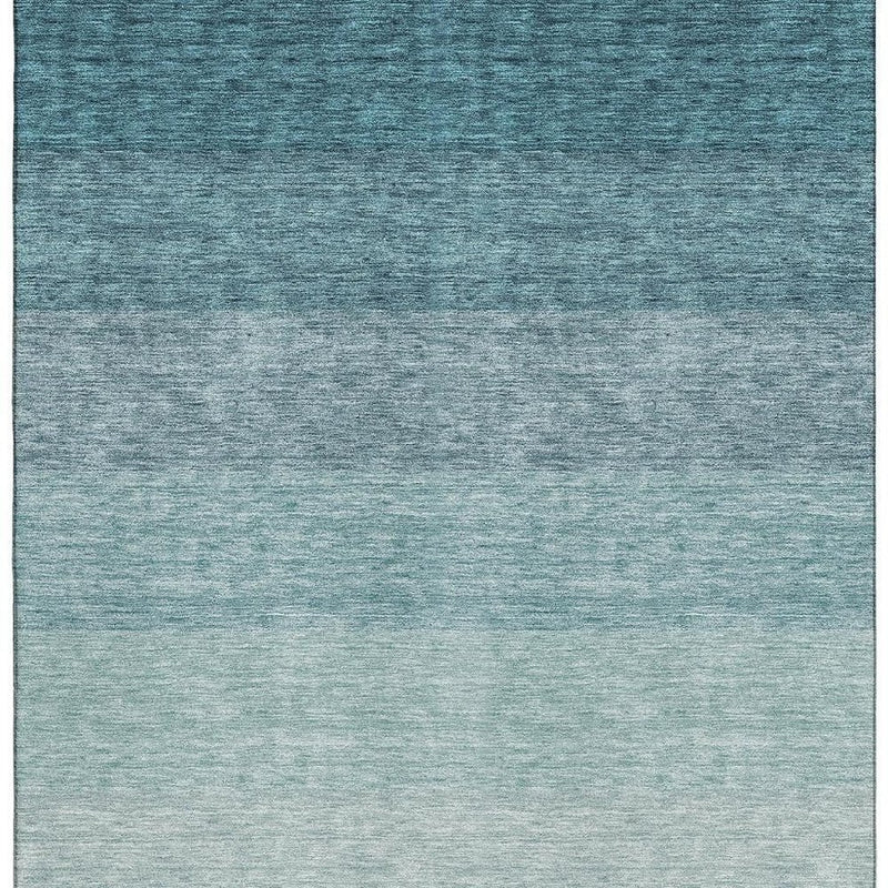 5' X 8' Teal And Ivory Ombre Washable Area Rug With UV Protection