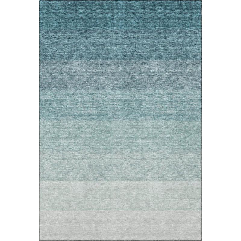 5' X 8' Teal And Ivory Ombre Washable Area Rug With UV Protection