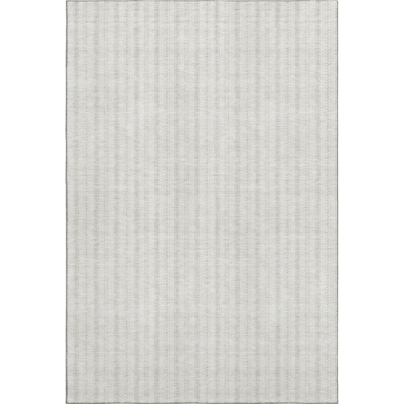 9' X 12' Ivory And Beige Striped Washable Area Rug With UV Protection