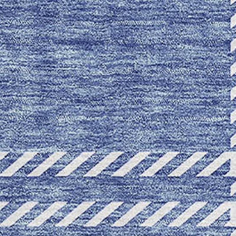 10' X 14' Denim Blue And Ivory Plaid Washable Area Rug With UV Protection