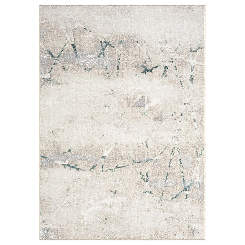 8' X 10' Beige And Blue Abstract Area Rug