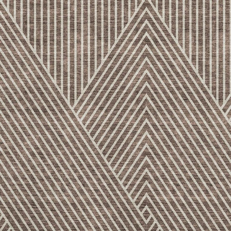 9' X 12' Brown And Beige Geometric Washable Area Rug With UV Protection