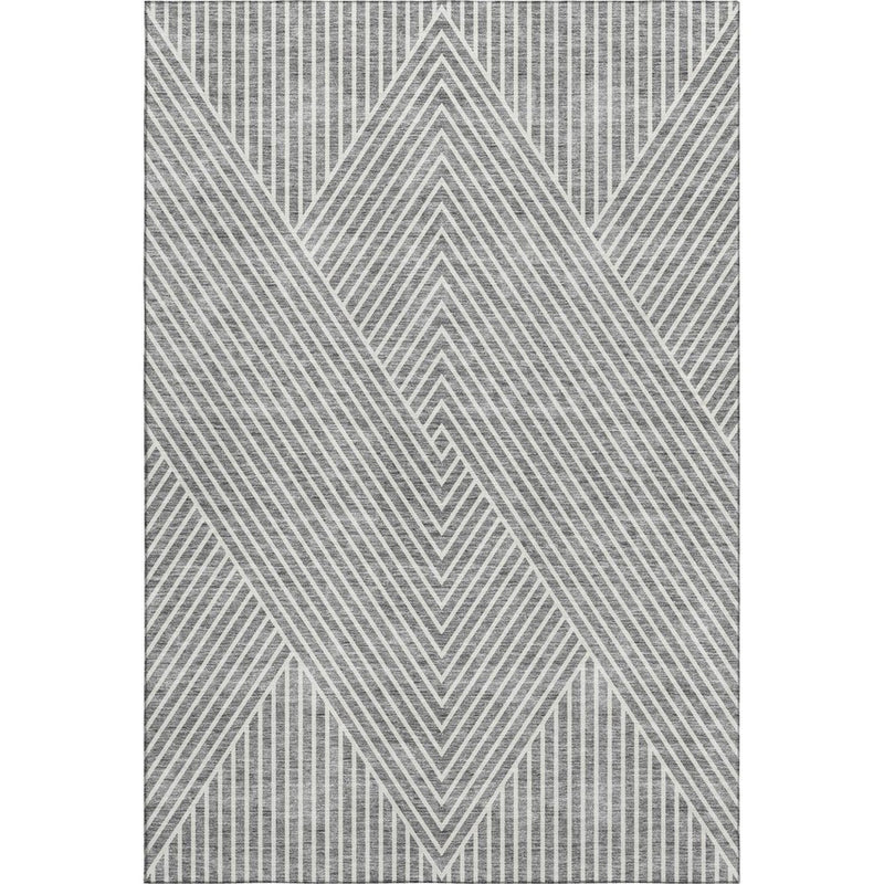 8' X 10' Gray And Ivory Geometric Washable Area Rug With UV Protection