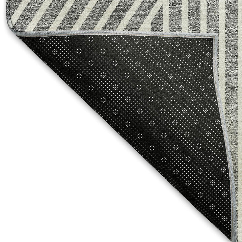 8' X 10' Gray And Ivory Geometric Washable Area Rug With UV Protection