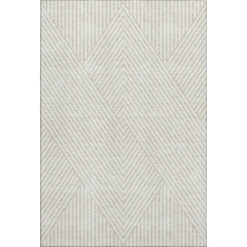 9' X 12' Ivory And Beige Geometric Washable Area Rug With UV Protection