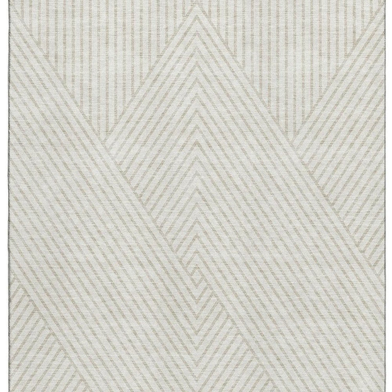 9' X 12' Ivory And Beige Geometric Washable Area Rug With UV Protection