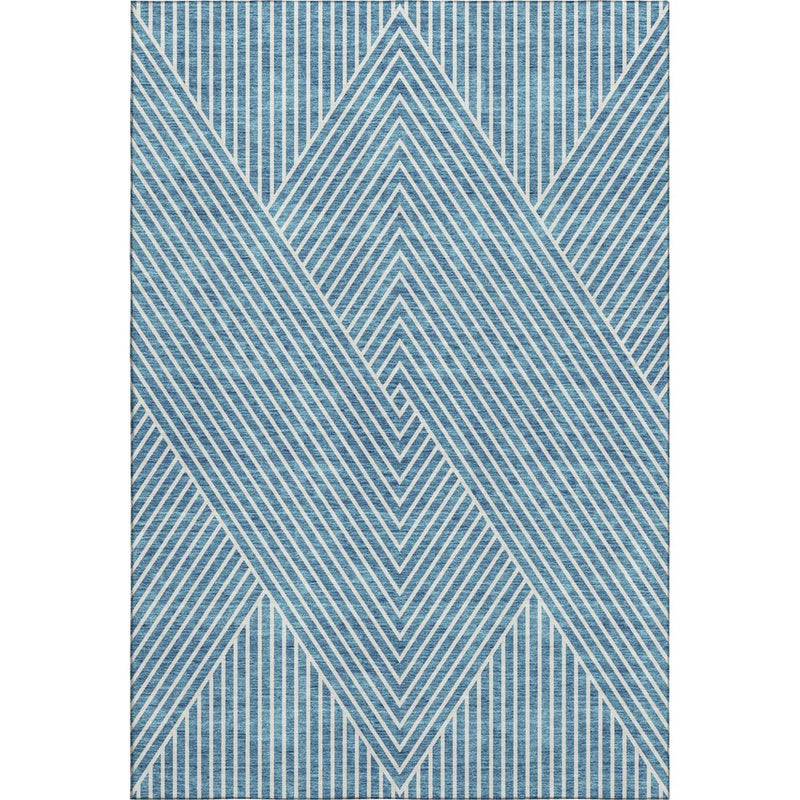 8' X 10' Teal And Ivory Geometric Washable Area Rug With UV Protection