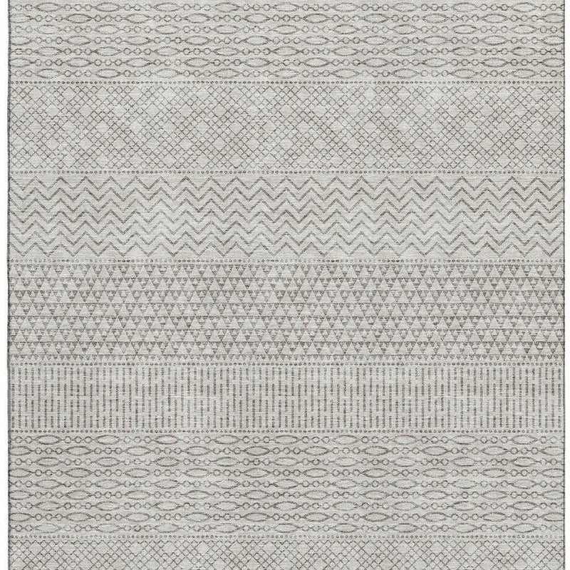 5' X 8' Beige And Ivory Striped Washable Area Rug With UV Protection