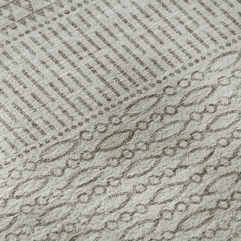 9' X 12' Beige And Ivory Striped Washable Area Rug With UV Protection
