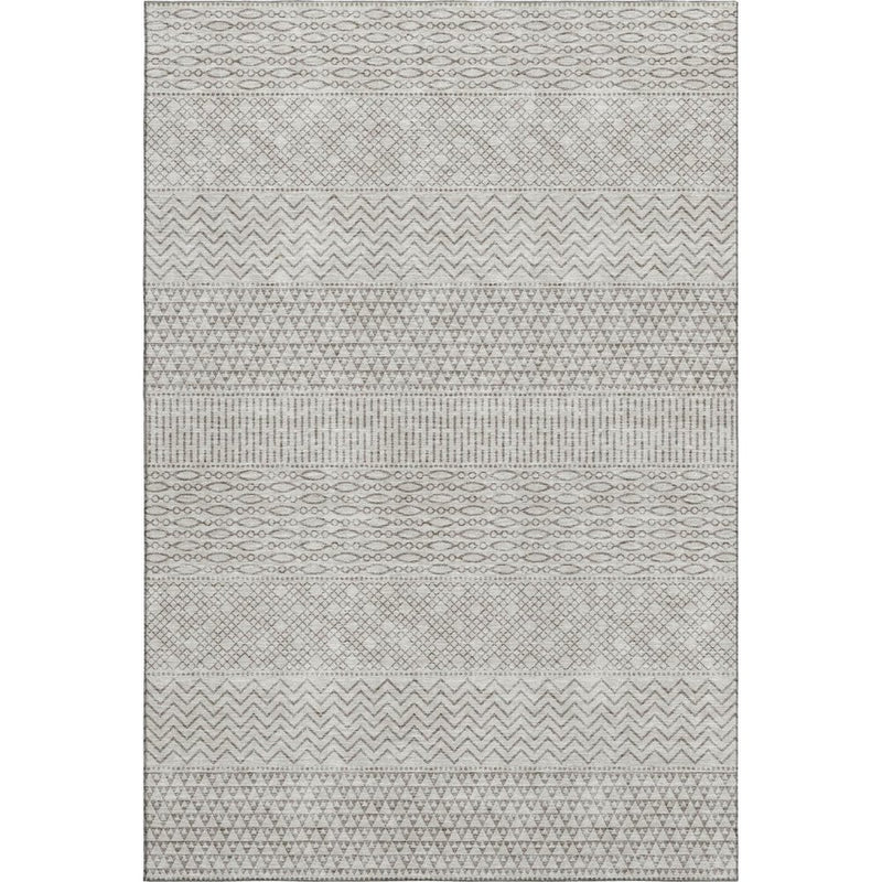 10' X 14' Beige And Ivory Striped Washable Area Rug With UV Protection