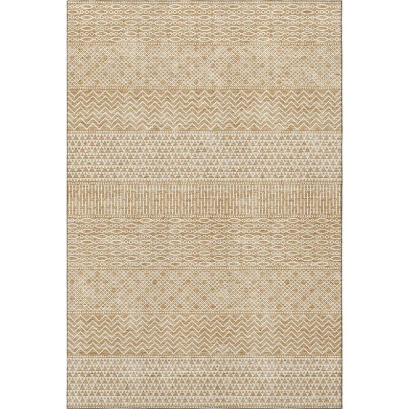 10' X 14' Gold And Ivory Striped Washable Area Rug With UV Protection