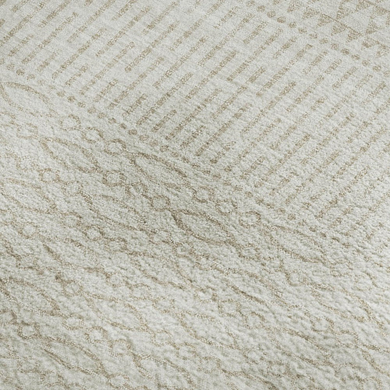 8' X 10' Ivory And Beige Striped Washable Area Rug With UV Protection