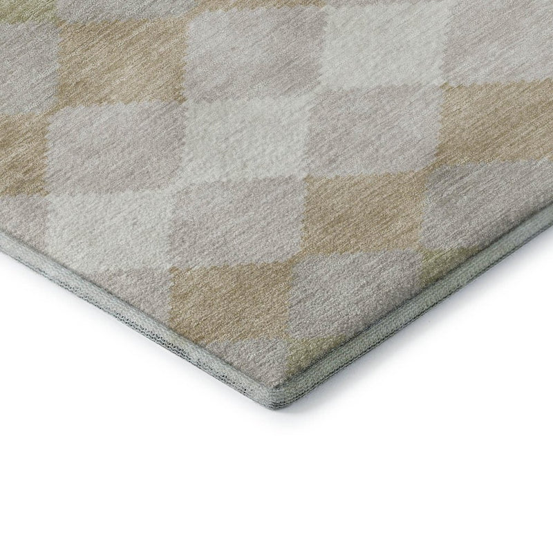 10' X 14' Beige Taupe And Ivory Geometric Washable Area Rug With UV Protection