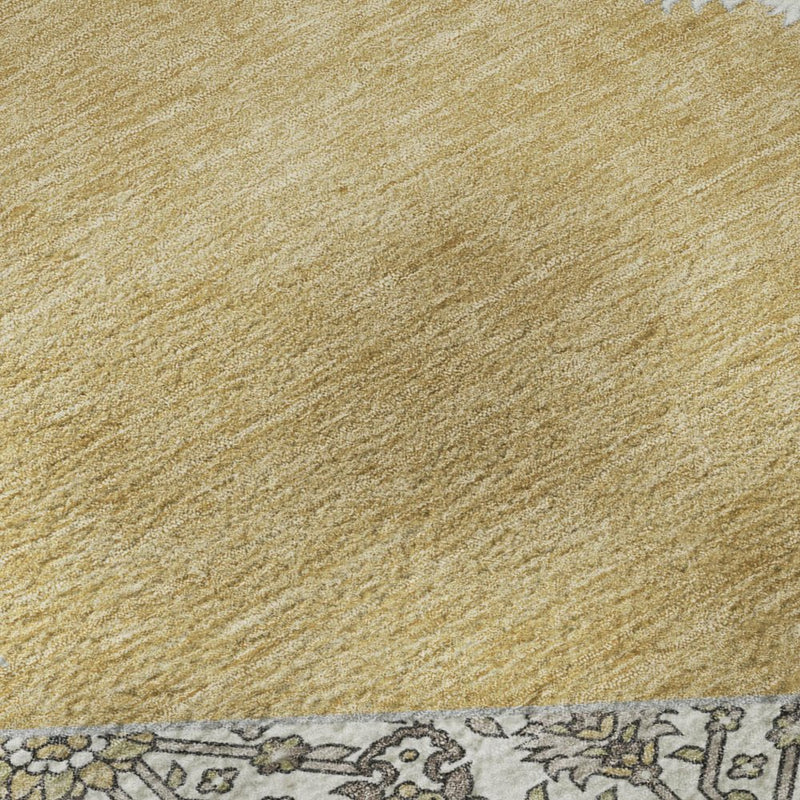 8' X 10' Gold Ivory And Gray Oriental Washable Area Rug With UV Protection