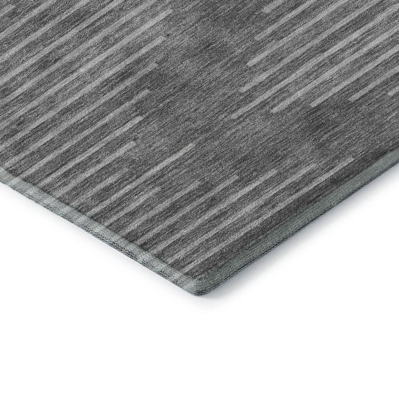 5' X 8' Charcoal And Silver Geometric Washable Area Rug With UV Protection