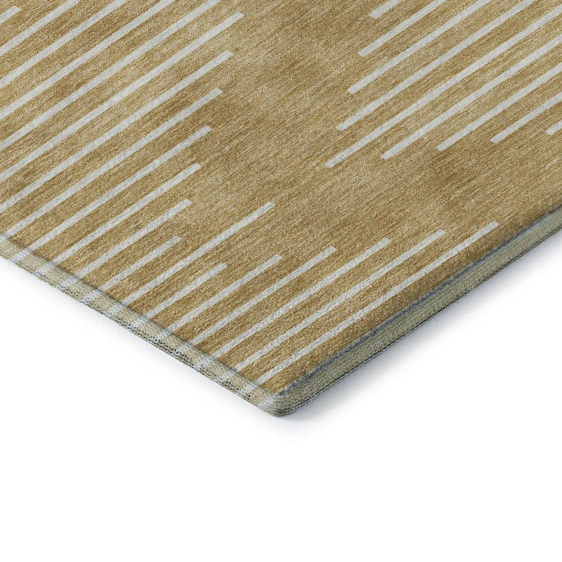 8' X 10' Gold And Ivory Geometric Washable Area Rug With UV Protection