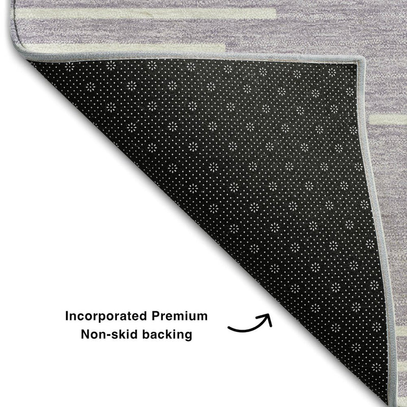 8' X 10' Lavender And Ivory Geometric Washable Area Rug With UV Protection