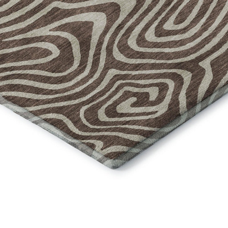 8' X 10' Brown And Beige Abstract Washable Area Rug With UV Protection