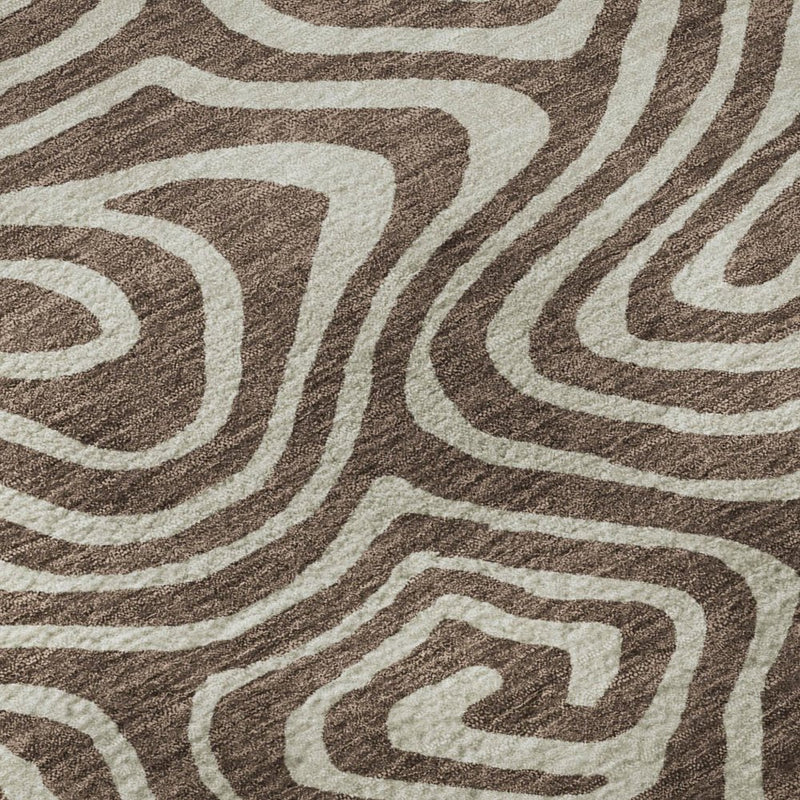8' X 10' Brown And Beige Abstract Washable Area Rug With UV Protection
