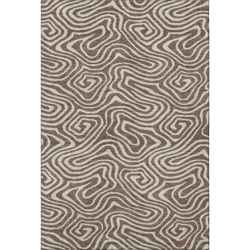 10' X 14' Brown And Beige Abstract Washable Area Rug With UV Protection