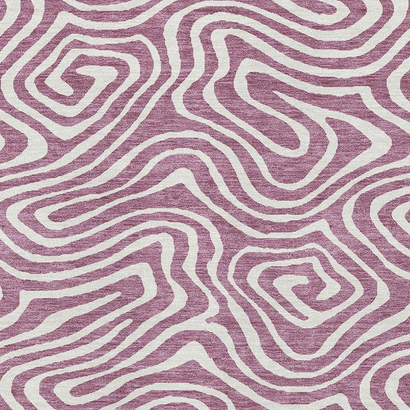 5' X 8' Plum And Ivory Abstract Washable Area Rug With UV Protection