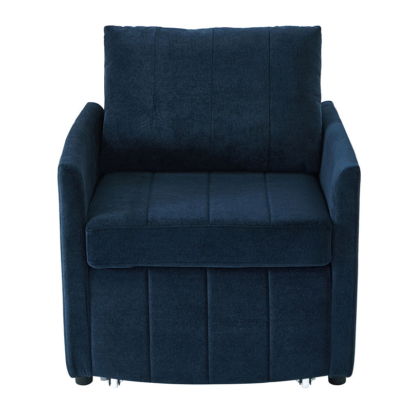 Upholstered Convertible Sleeper Sofa With 5 Position Backrest, Side Pockets, Storage