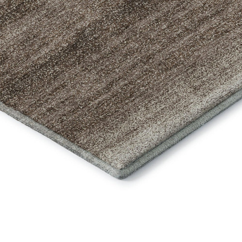 10' X 14' Brown And Ivory Striped Washable Area Rug With UV Protection