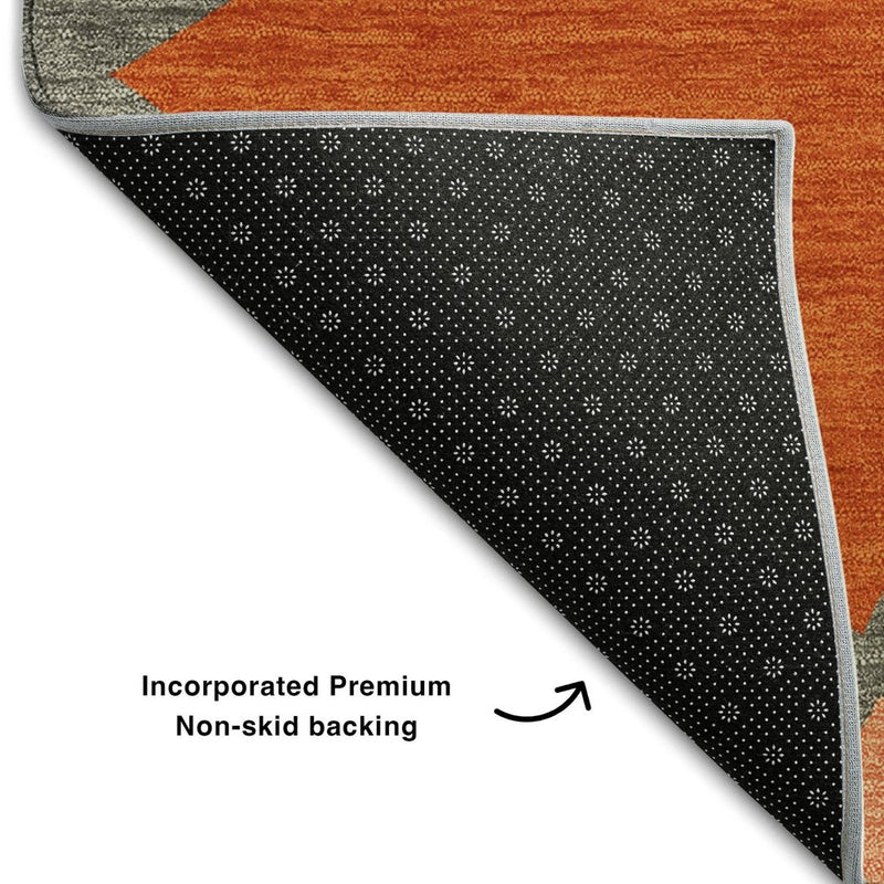 8' X 10' Rust Orange And Salmon Geometric Washable Area Rug With UV Protection