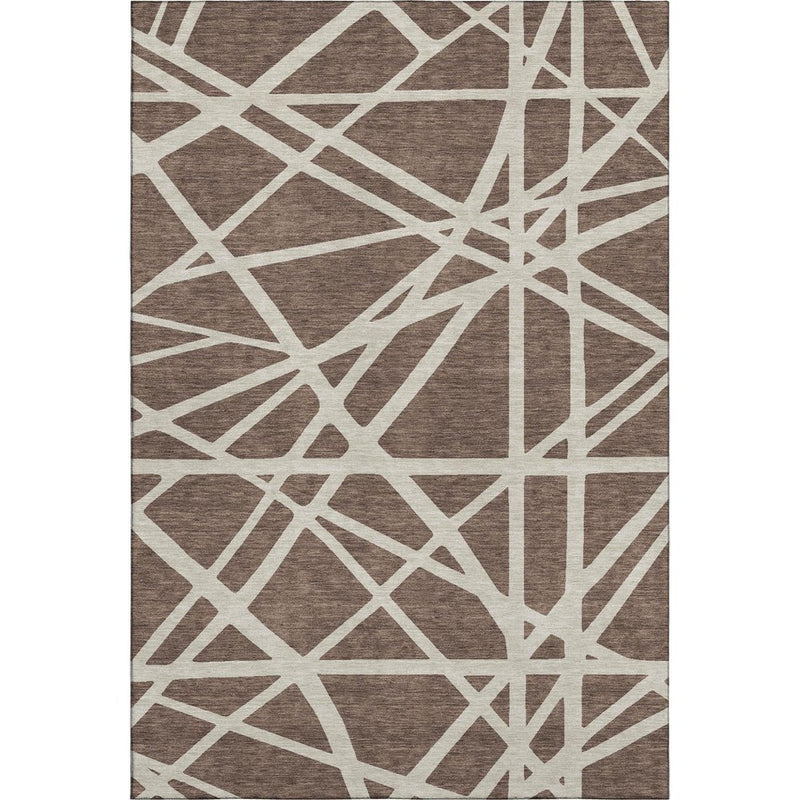 10' X 14' Brown And Ivory Geometric Washable Area Rug With UV Protection