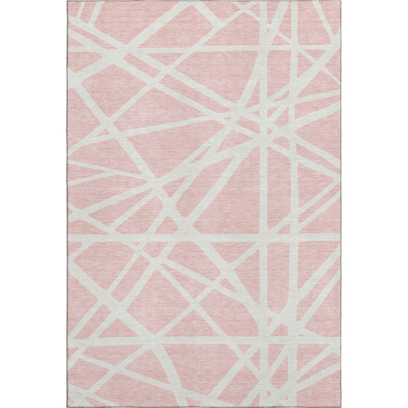10' X 14' Pink And Ivory Geometric Washable Area Rug With UV Protection